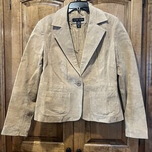 New York & Company Women's Brown  Leather Jacket Size 12  One Button